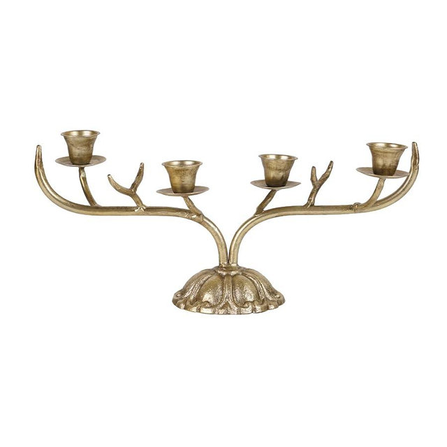 NIKKY HOME Gold Candelabra Candle Holders Centerpieces for Tables, 4 Arm Vintage Metal Taper Candlesticks Holder Fireplace Mantle Decor