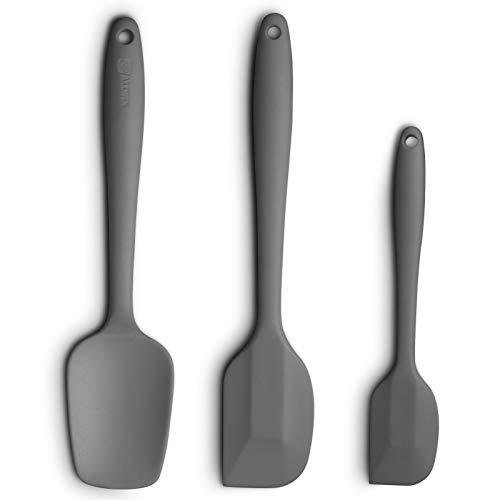 Silicone Spatula 3-piece Set, Ergonomic Handle High Heat-Resistant Spatulas, Non-stick Rubber Spatulas with Stainless Steel Core, Gray