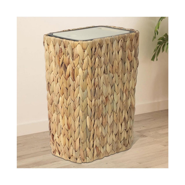 Streamdale Boho Trash Can with Lid - Rattan Wastebasket, 2.6-Gallon Woven Hamper