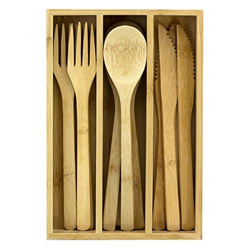 Totally Bamboo 12-Piece Reusable Bamboo Flatware Set with Portable Storage Case