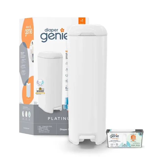 Diaper Genie Platinum Pail - White