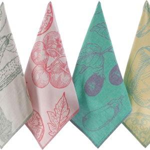 sea me at home Dish Towels for Kitchen, Jacquard Tea Towel Set, Stylish and Functional, A Great Gift for Any Home, 100% Turkish Cotton Towel Set of 4 (Garden Vegetables)