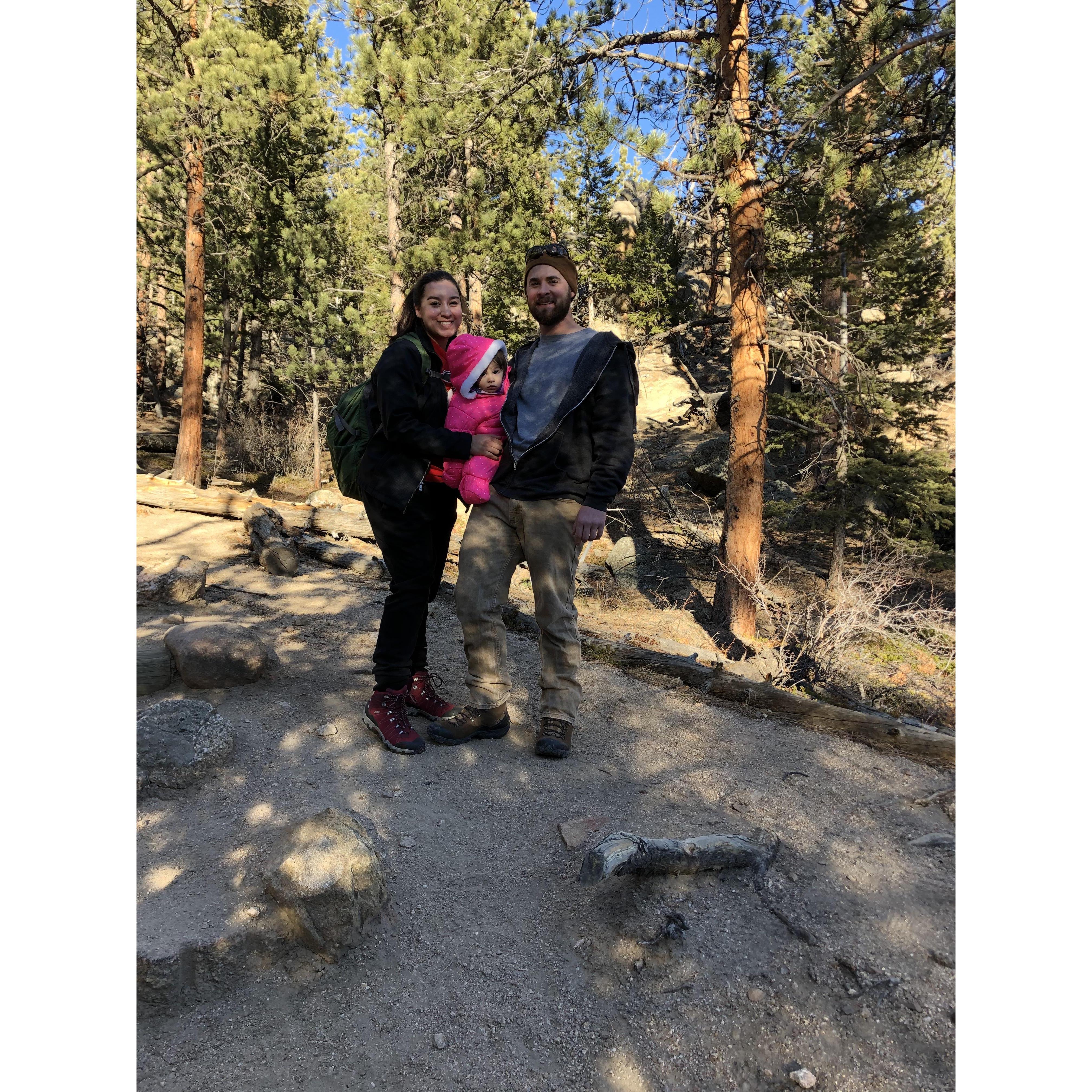 A low elevation hike close to Scarlet's 1st birthday in Estes Park, Colorado.
