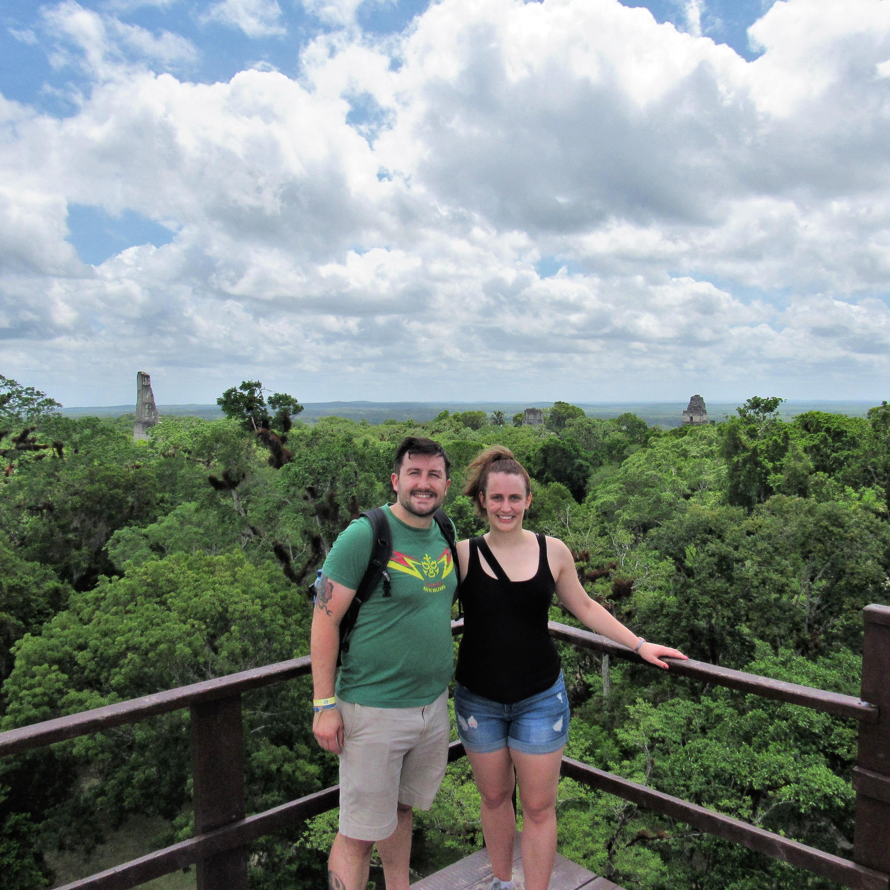 Us on one of our best trips to the Mayan city of Tikal in Guatemala