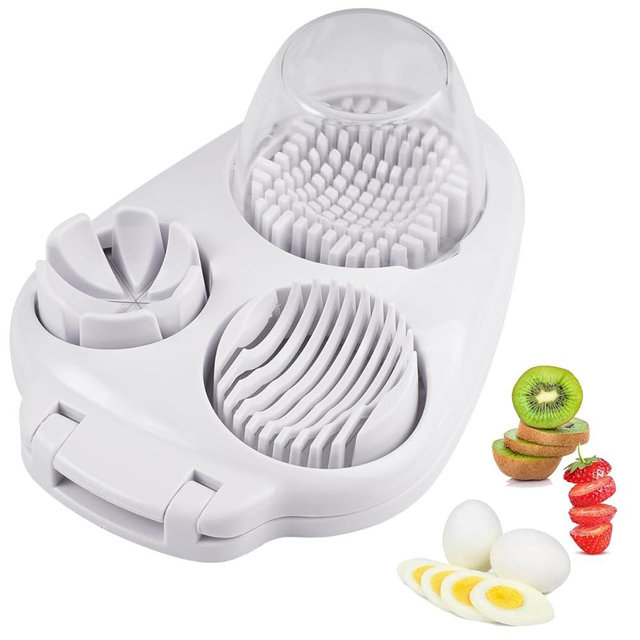 3 In 1 Egg Slicer For Hard Boiled Eggs, Strawberry Slicer Grape Cutter, 2026 New Stainless Steel Dicer Egg Slicer Dishwasher Safe, Fruit Cutter For Egg Strawberry Mushroom