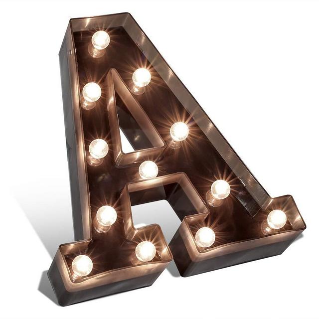 LED Marquee Letter Lights Cool Black Light Up Letters Sign for Wedding Home Party Bar Decoration Battery Powered Letter Decor-A