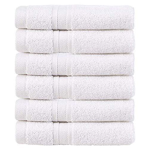 Hammam Linen Premium Organic Turkish Cotton Wash Cloth 6-Pack, 13”x13”, White, Luxury Hotel & Spa - Alanya Collections