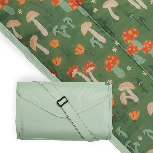 Little Unicorn Outdoor Family Picnic & Beach Blanket, Water-Resistant, Compact Fold, Large Size, 5 x 7 feet, (Woodland Mushroom)