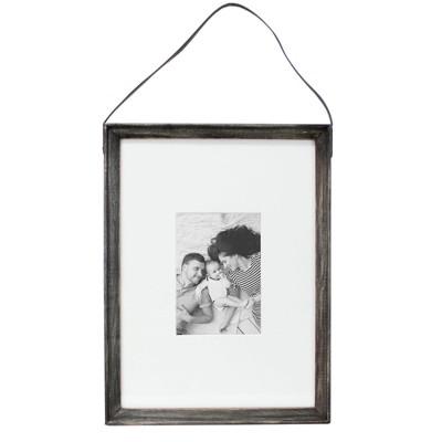 11"X15" Matted To 5"X7"Thin Wood Leather Strap Frame Black - Threshold™