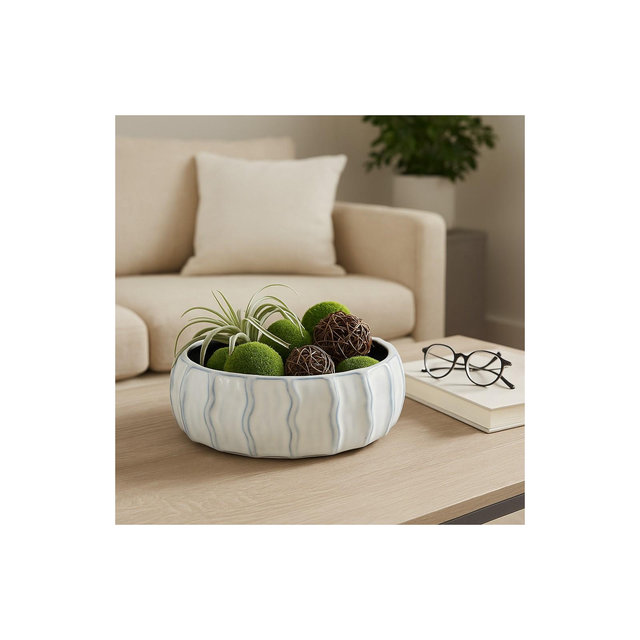 Textured Sea Urchin Decorative Bowl for Coffee Table - Stylish Centerpiece Table Decorations and Living Room for Home Decor Accents - 4", White