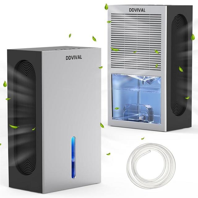 96oz Dehumidifier, DDVIVAL 1000 Sq.ft Dehumidifiers for Home, Dehumidifier with 4 Condensers and 2 Working Modes, 7 Color LED Light Small Dehumidifiers for Bedroom Room Bathroom Closet Basement