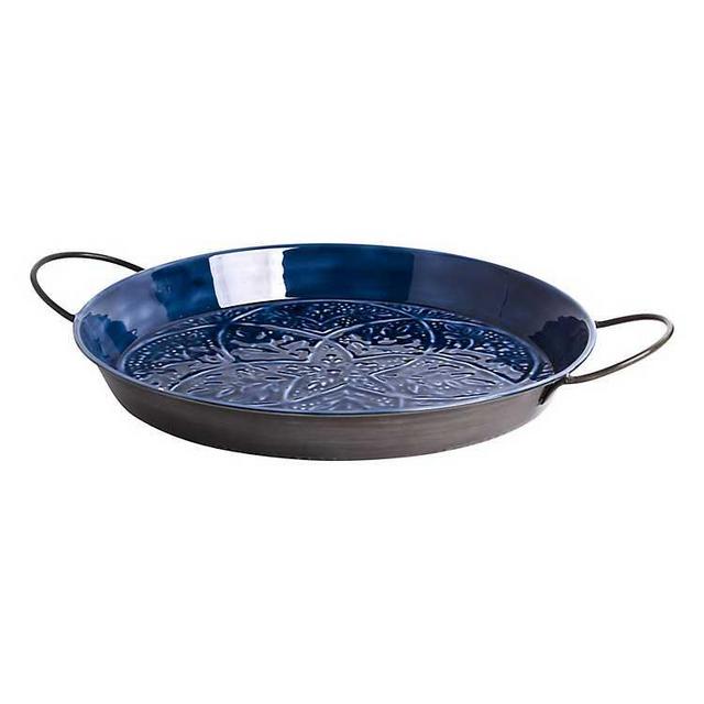 Navy Embossed Enamel Serving Tray