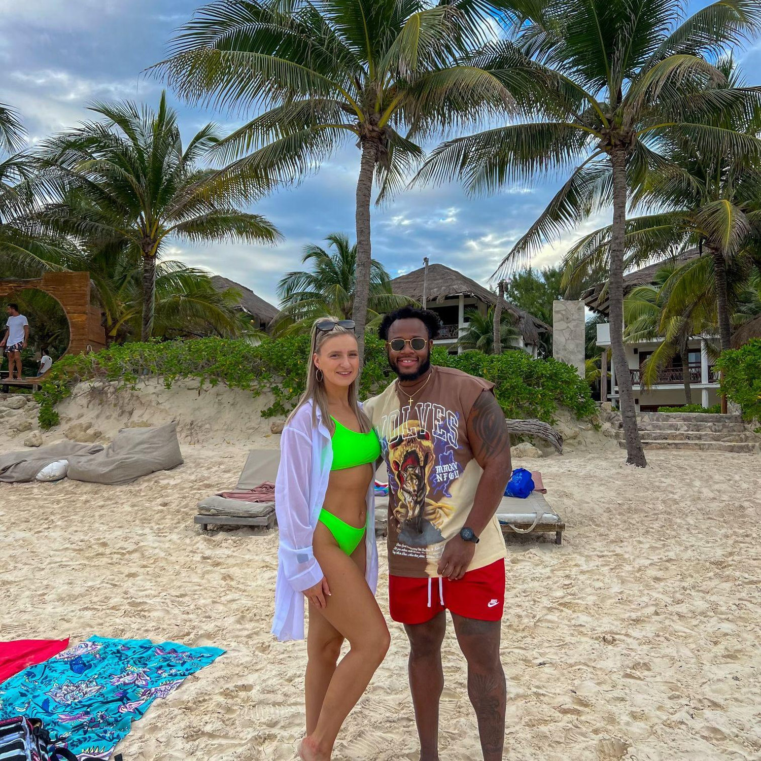 First international trip to Tulum together, where they celebrated one year of knowing each other.
