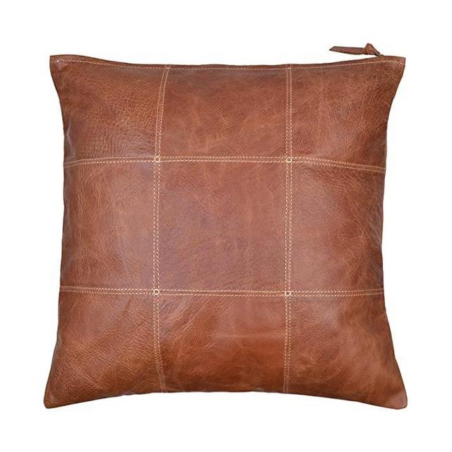 Walbrook Brown Leather Pillow Cover - Real Leather Throw Pillow Covers 18x18, Leather Decorative Pillow Covers, Leather Cushion Covers, Leather Accent Pillow Covers, Brown Pillow Covers