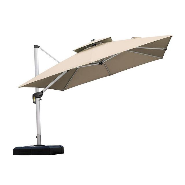 PURPLE LEAF 10ft Patio Umbrella Outdoor Square Large Cantilever Windproof Offset and Heavy Duty Sun Umbrella for Garden Deck Pool, Beige