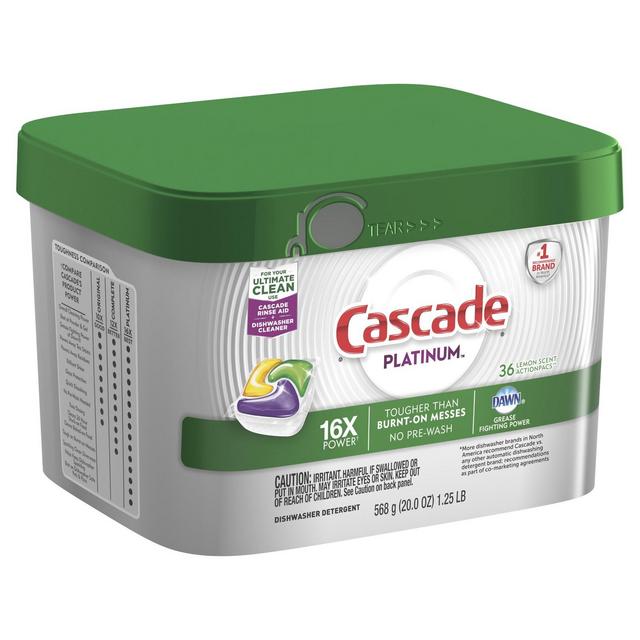 Cascade Platinum ActionPacs Dishwasher Detergent - Lemon Scent - 36ct
