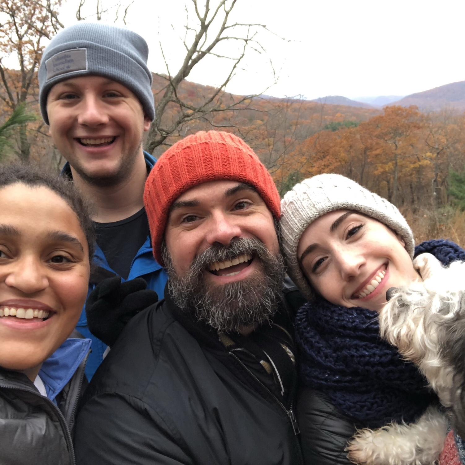 Leaf peeping in upstate New York with Sandra (Jordan's Best Person and childhood best friend), her husband Zack, and their dog Freddie