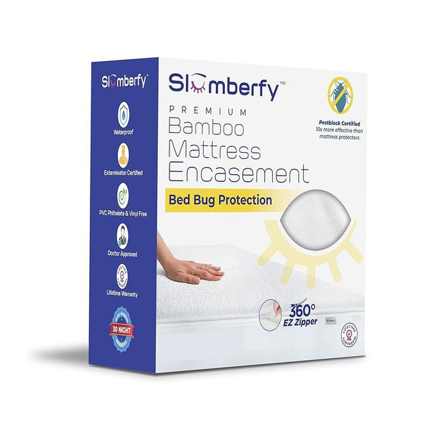 Full Size Waterproof Bamboo Mattress Encasement by Slumberfy - Premium Skin-Safe Mattress Protector with 360° EZ Zipper, Lab-Tested Bed Bug, Zippered Encasement (54x75 in)