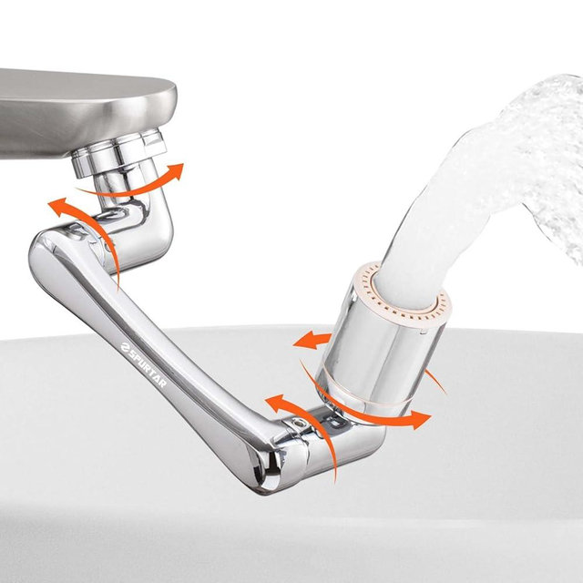 Spurtar 1440° Sink Faucet Aerator Extension Swivel Faucet Extender for Toddlers, 2 Sprayer Modes Bathroom Kitchen Head Replacement Smart Tap Attachment with Filter for Face Washing