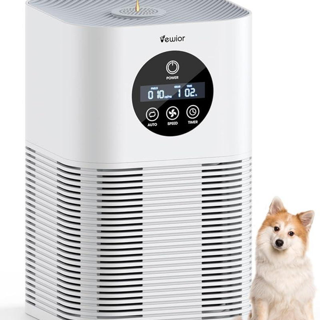 Air Purifiers for Home Large Room up to 600 Ft², VEWIOR H13 True Hepa Air Purifiers for Pets Hair, Dander, Smoke, Pollen, 3 Fan Speeds, 6 Timer Air Cleaner