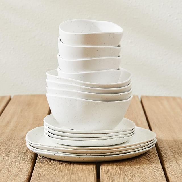 Organic Stone Melamine Dinnerware, Set of 16
