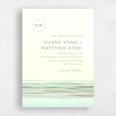 Bright Sage, Green Wedding Invitation - Dacosta Portrait