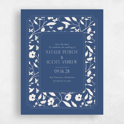 Dark Cobalt, Blue Wedding Save the Date - Isabeau Portrait