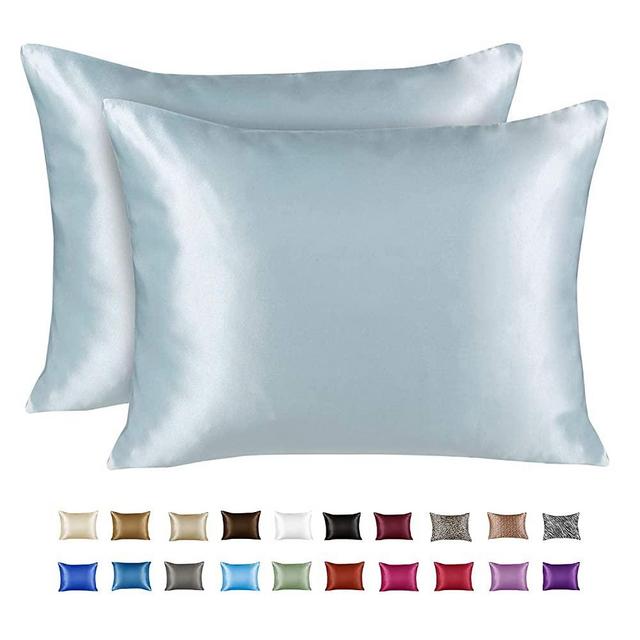 ShopBedding Luxury Satin Pillowcase for Hair – Standard Satin Pillowcase with Zipper, Baby Blue (Pillowcase Set of 2) – Blissford