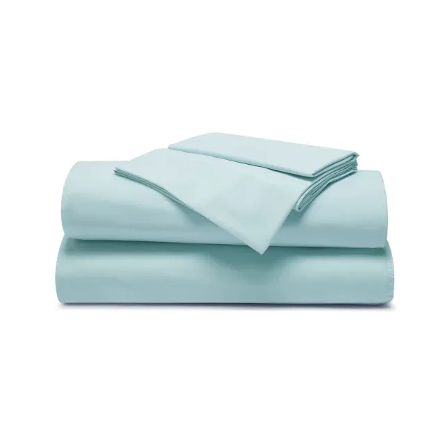 Artisan Wash Boho 100% Cotton Crisp Percale Deep Pocket Sheet Set, Queen, Blue - Blue Nile Mills