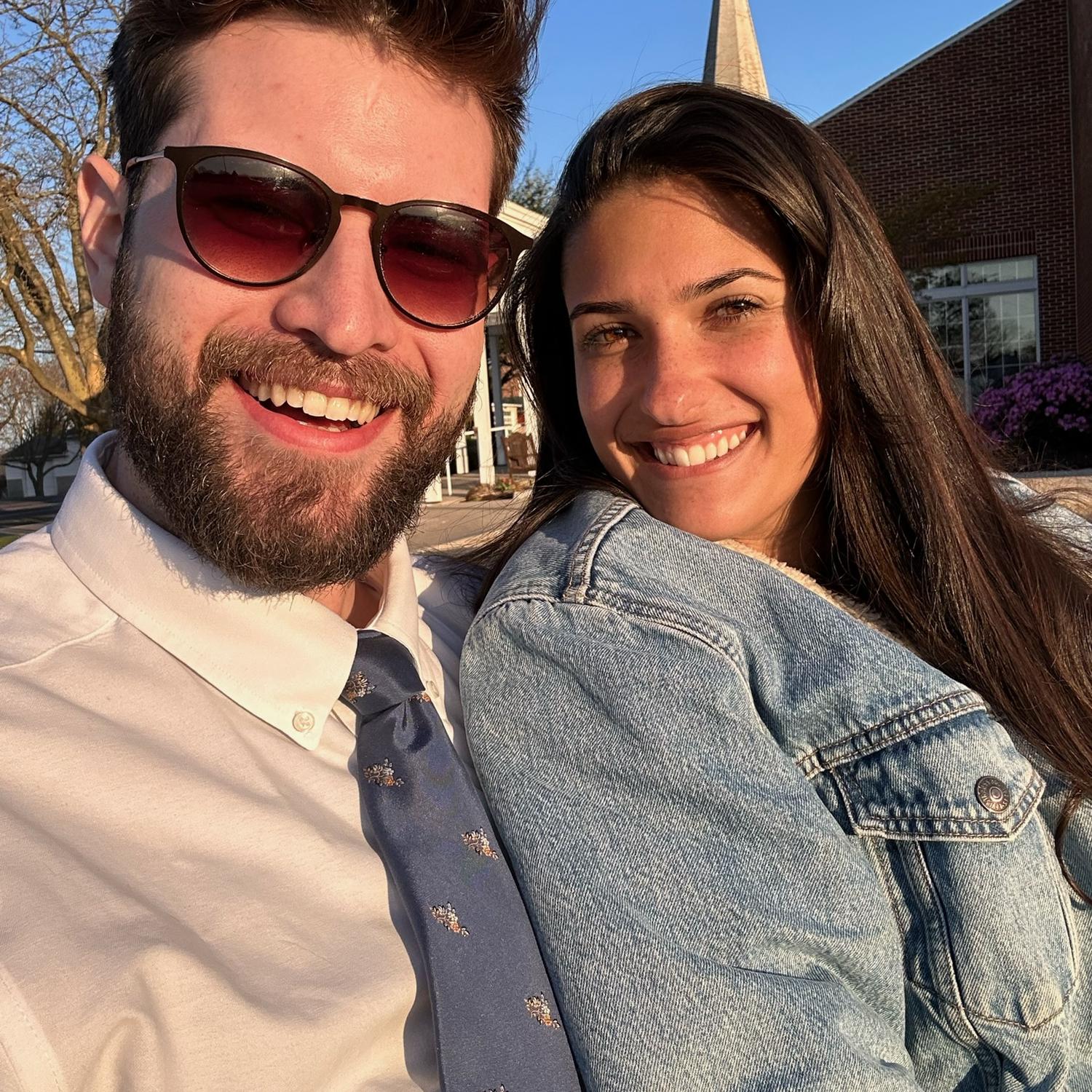 First Time Meeting the Parents
📍The Ahern Residence
🗓 April 2023
Fun Fact: Michael and Gabriella joked about getting married while they sat on this bench in a church courtyard watching the sunset