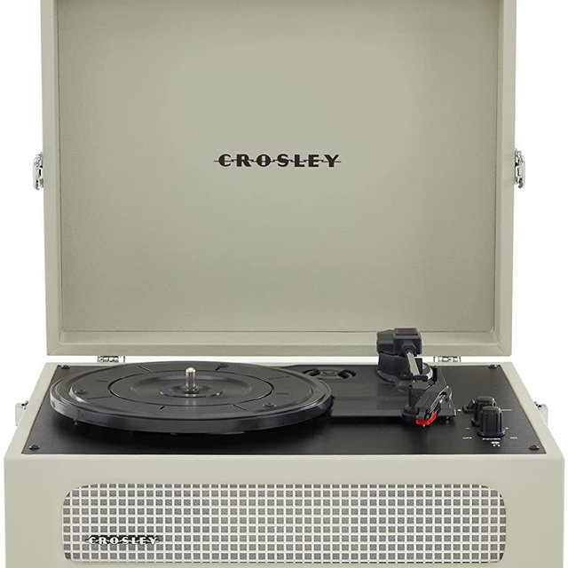 Crosley CR8017B-DU Voyager Vintage Portable Turntable with Bluetooth in/Out and Built-in Speakers, Dune