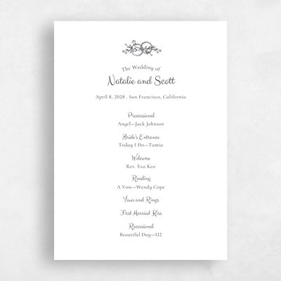 White Simple Wedding Program - Harper