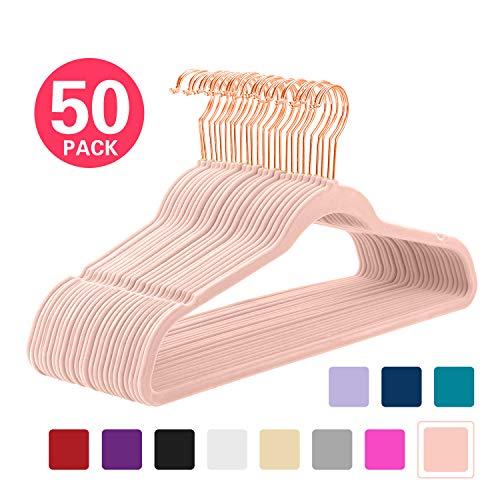 Ollieroo 50 Pack Velvet Clothes Hangers, Non-Slip Hangers with