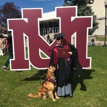 Stacie and Helix all dressed up for graduation.