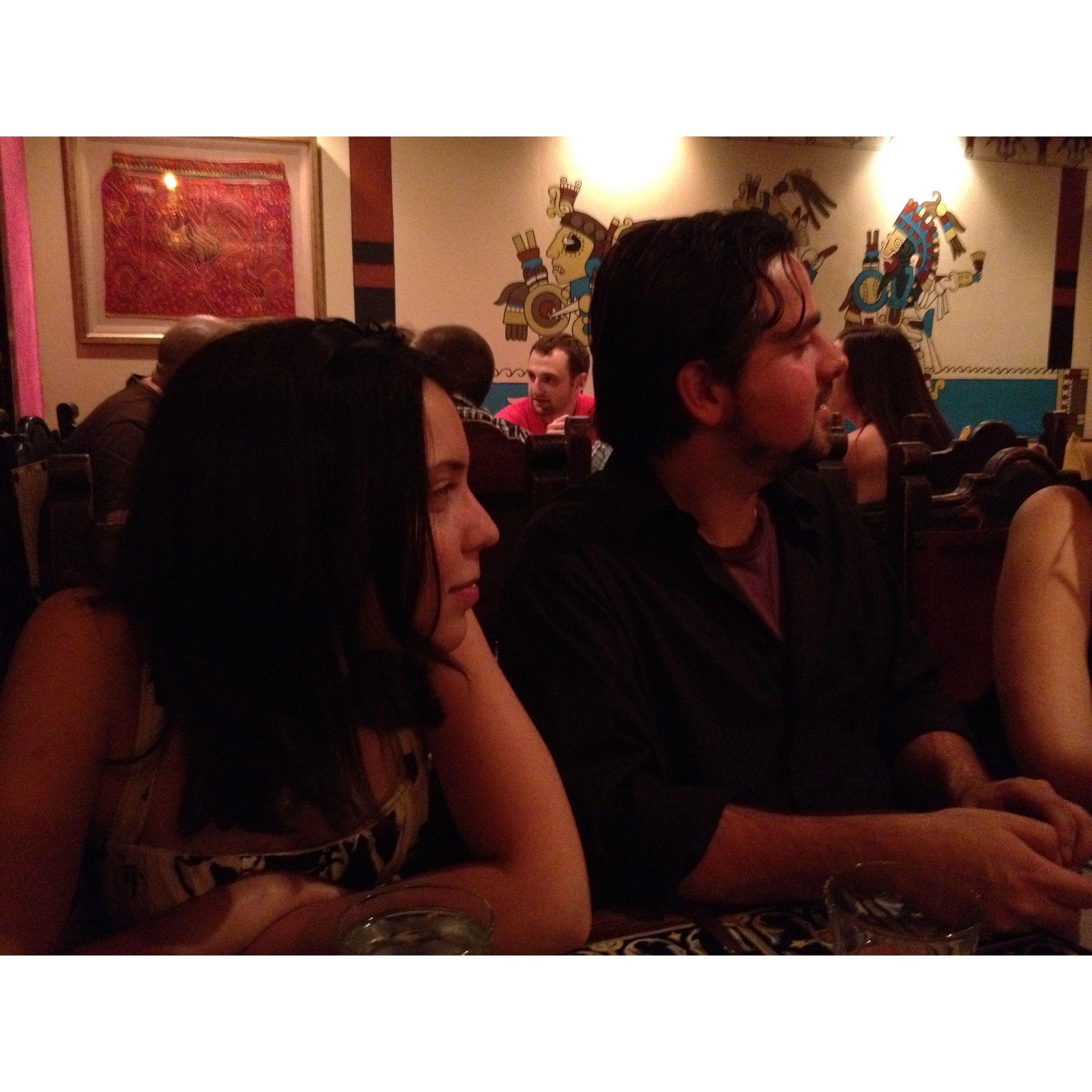 Looooong before we dated, we were cubemates and dear friends. Here we are just happening to sit together on Alex's 30th birthday (July 2012).