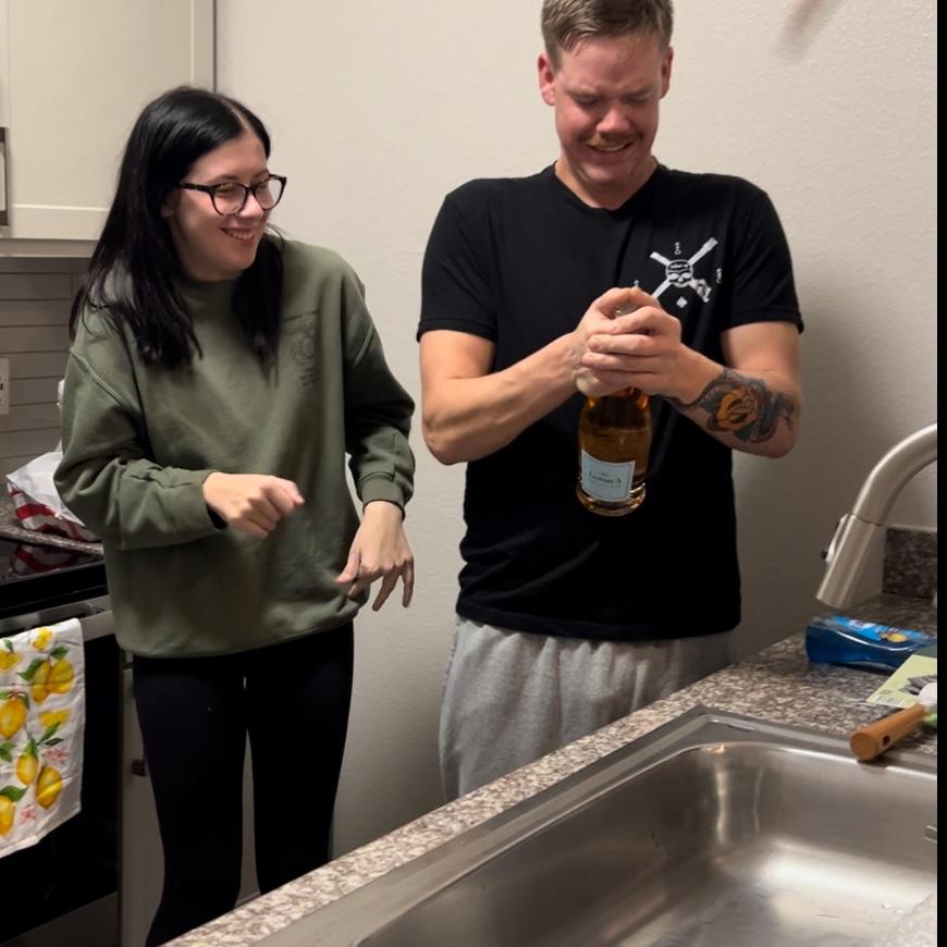 Celebrating the first night in our apartment in Houston- Jan 2024