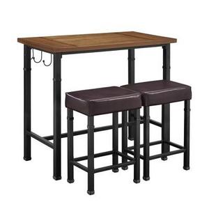 3 Piece Austin Pub Set Metal/Black - Linon Home Decor