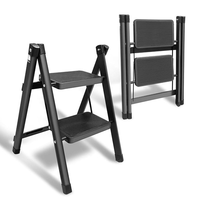 YANZIE Step Ladder 2 Step Folding Stool with Wide Anti-Slip Pedal, Kitchen Step Stools for Adults Support up to 300 Lbs, Closet Step Stool Foldable for Home Library Office