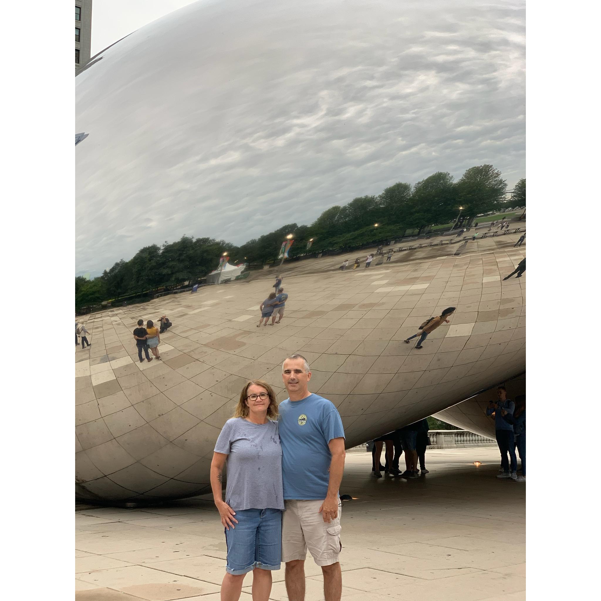 Chicago Trip, standing in front of the big shiny thingy downtown!