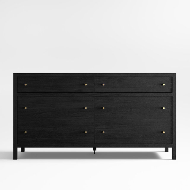 Keane Black Solid Wood 6-Drawer Dresser