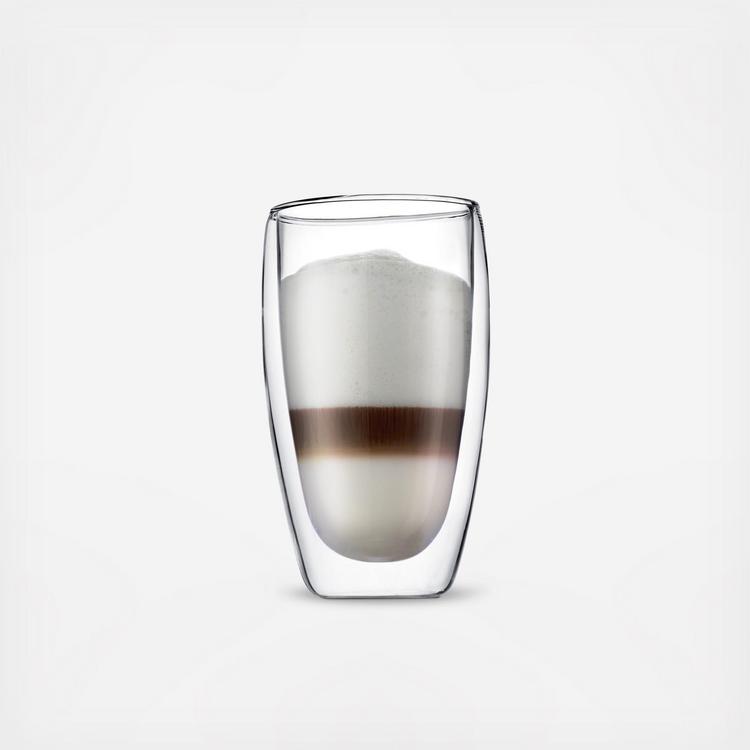 Bodum Bistro Set of 2 Cafe Latte Double Wall Glass Mugs 