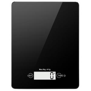AMIR 8.99ital Kitchen Scale, 11lb/ 5kg Electronic Food Scale, Tempered Glass Cooking scale with 4 Units, Large LCD Display, Auto Off, Tare Function, Touch Sensitive Button, Battery Included, Black