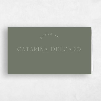 Dark Sage, Green Wedding Place Card - Okavango
