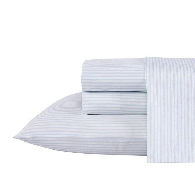 Laura Ashley Home | Sateen Collection | Sheet Set - 100% Cotton, Oeko-Tex Certified, Wrinkle-Resistant Bedding, Softer After Each Wash, King, Ramona Blue