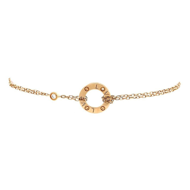Cartier, Pre-Loved 2 Diamonds Love Bracelet 18K Yellow Gold with Diamonds, Yellow Gold