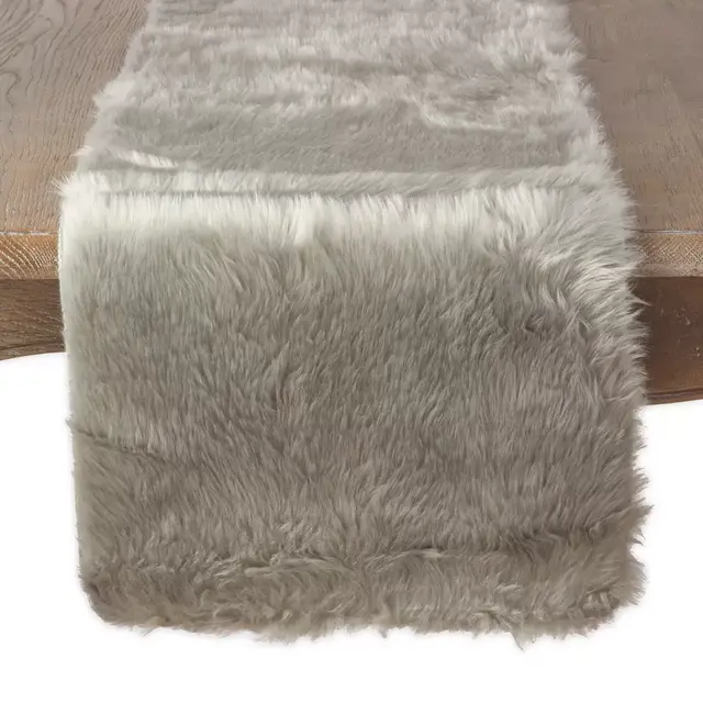 Saro Lifestyle+Faux Fur+Runner+15"x108"+Oblng+Grey