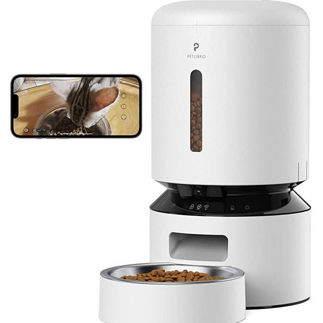 PETLIBRO Automatic Cat Feeder with Camera, 1080P HD Video with Night Vision, 5G WiFi Pet Feeder with 2-Way Audio, Low Food & Blockage Sensor, Motion & Sound Alerts for Pets, White, 5L (PLAF203)