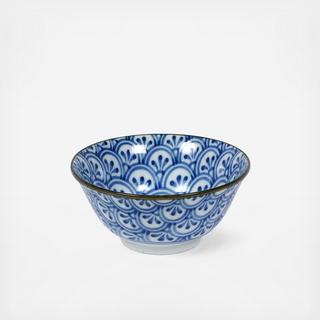 Monyou Hana Seigaiha Soup Bowl, Set of 4