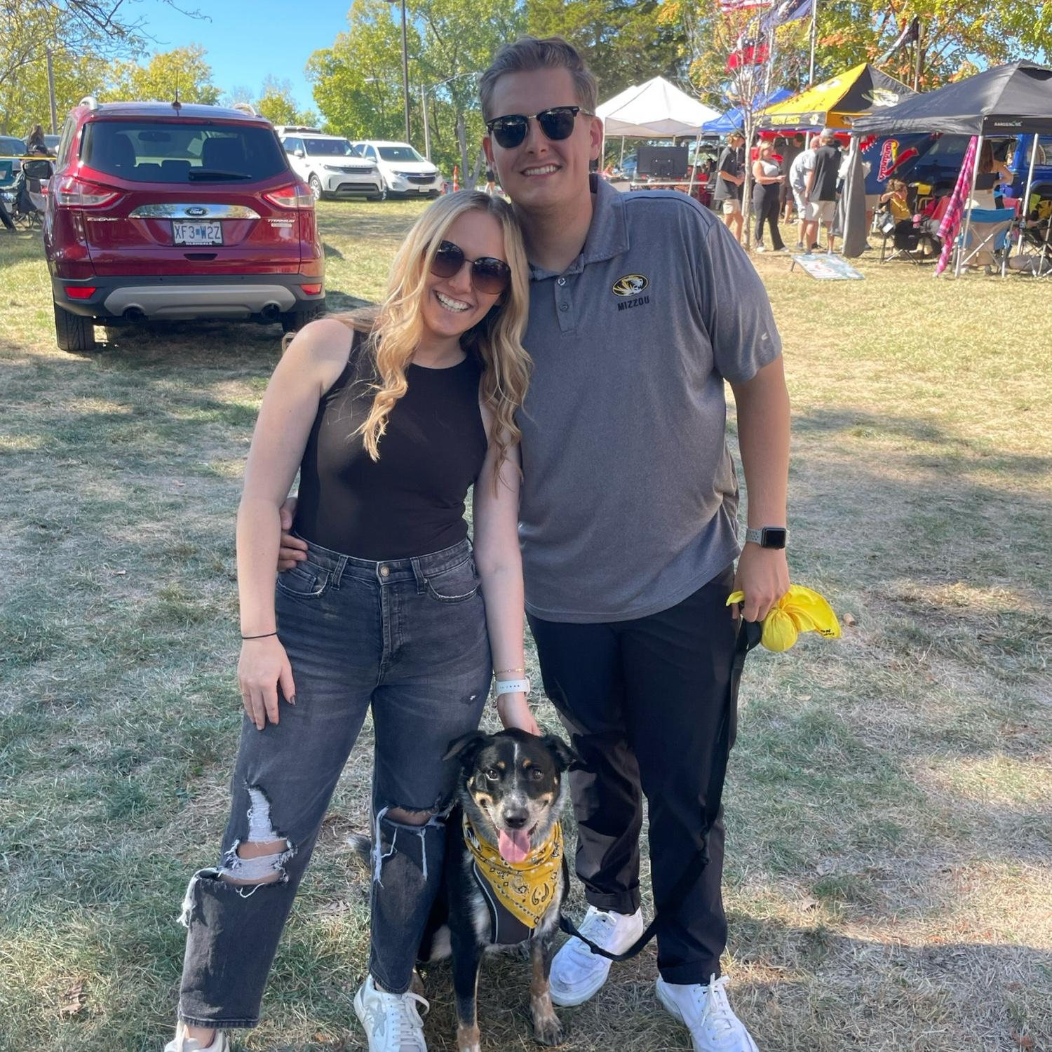 Mizzou tailgate with our pup, Cruz