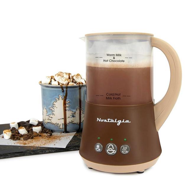 Nostalgia 30 Oz Electric Frother and Hot Chocolate Maker for Homemade Hot Cocoa, Cappuccinos, Lattes, Mochas, and Warm or Cold Milk Foam